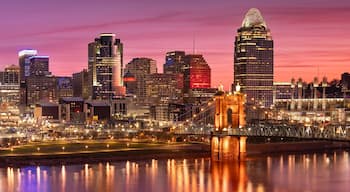 Cincinnati Ohio downtown city panorama skyline over Ohio River