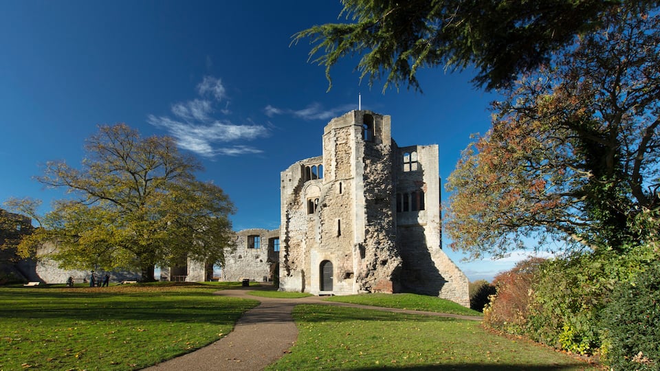 Newark Castle Gardens, Newark, Nottinghamshire, UK, October 2018 - remains of Newark Castle