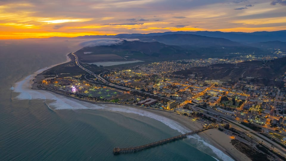 Channel Islands harbor Ventura marina Sunset Sailboats Aerial Pier