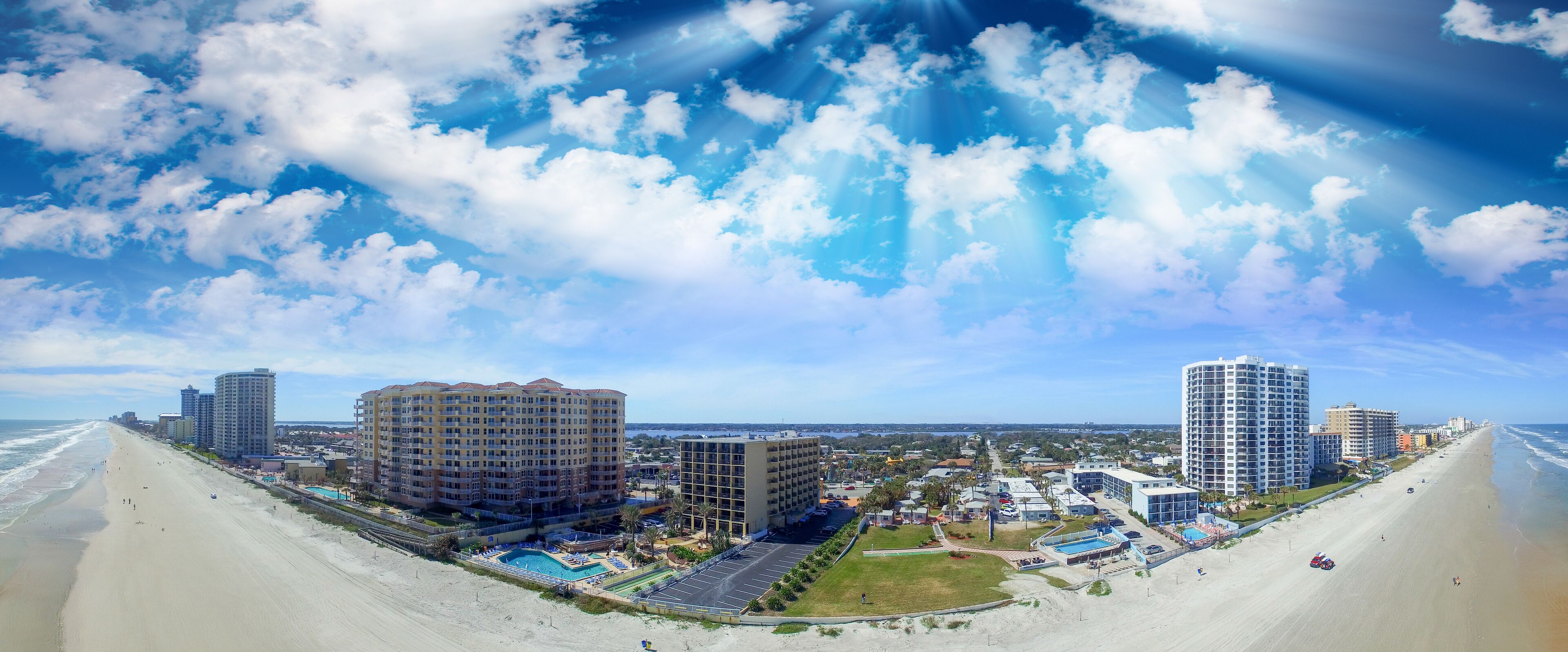 Daytona Beach, Florida. Stunning aerial view on a beautiful day