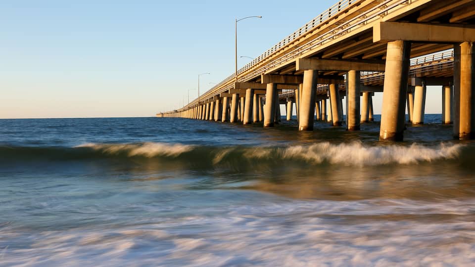 Chesapeake Bay Bridge Viewing From Chesapeake Beach at Sunset, Virginia, USA