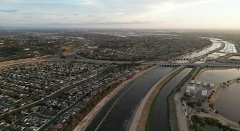 Aerial view of Anaheim Hills, California, with the Santa Ana River visible nearby