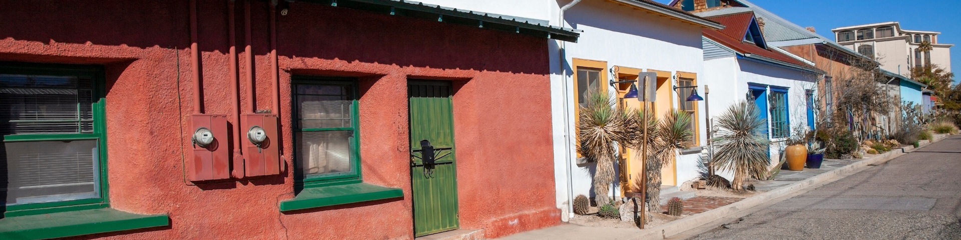Vintage Old Tucson historic district adobe homes.
