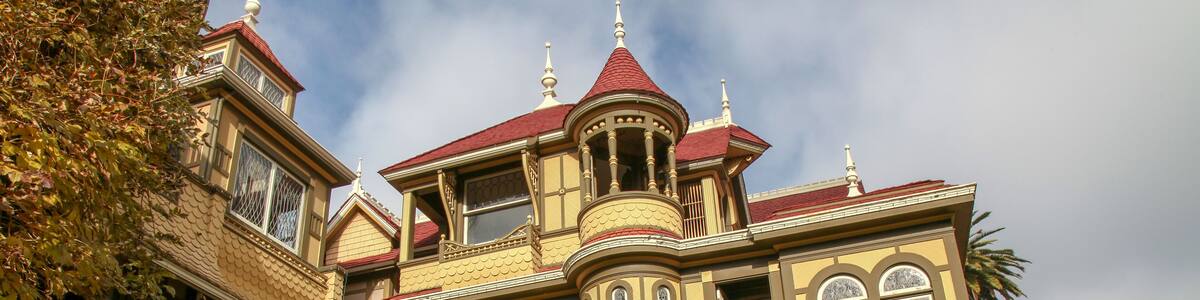 California, USA-December 12,2018: The garden at Winchester house is ghost house most famous in California,usa