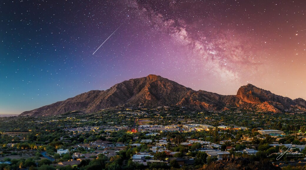 Camelback Mountain in phoenix arizona with milky way galaxy