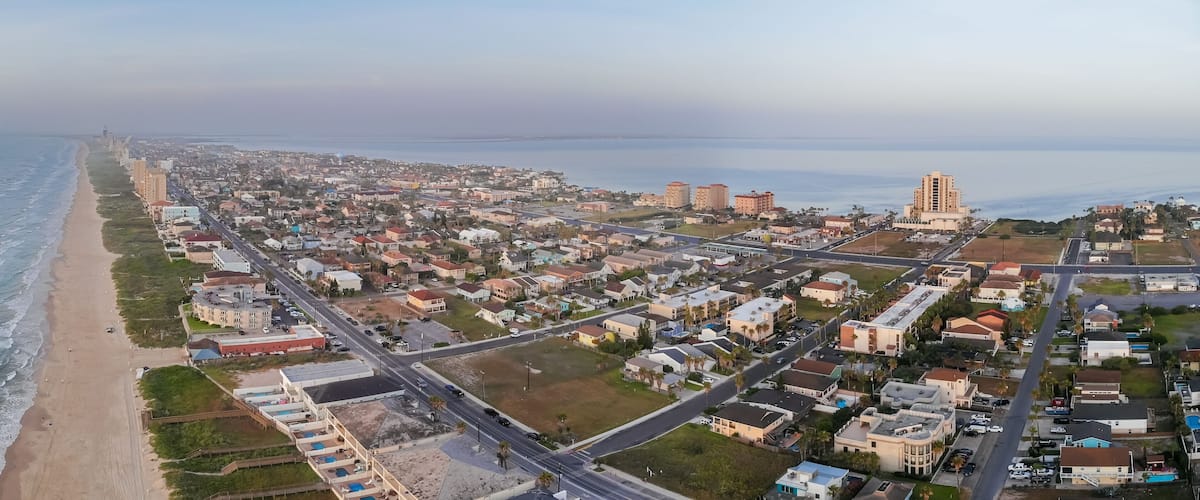 Wide Panoramic View of South Padre Island  During Sunrise