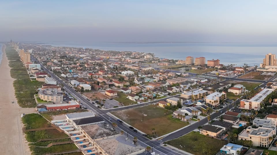 Wide Panoramic View of South Padre Island During Sunrise