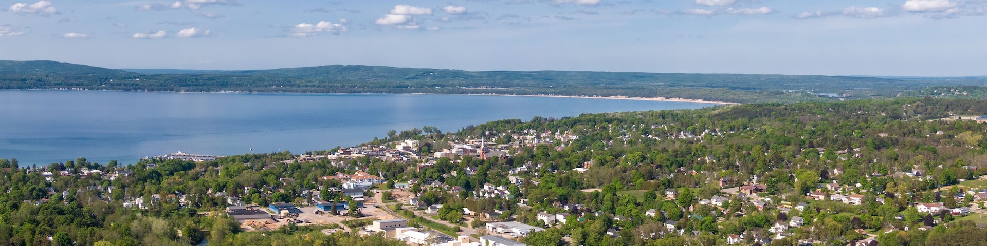 Aerial view of Petoskey and Little Traverse Bay, Michigan