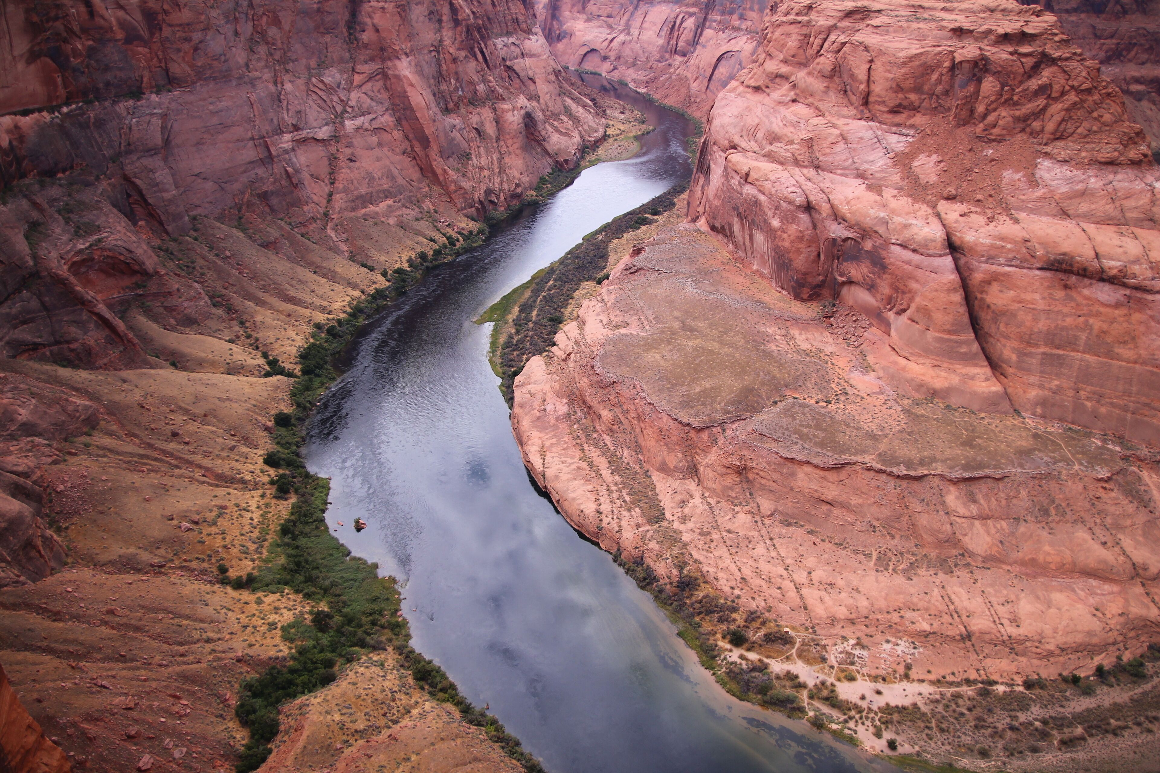 The sky reflecting on the Colorado river in the Horseshoe bend valley