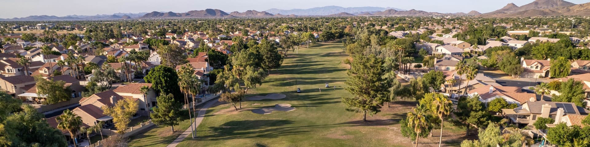 Scenic residential area with green trees. Arrowhead Ranch, Glendale, Arizona, United States
