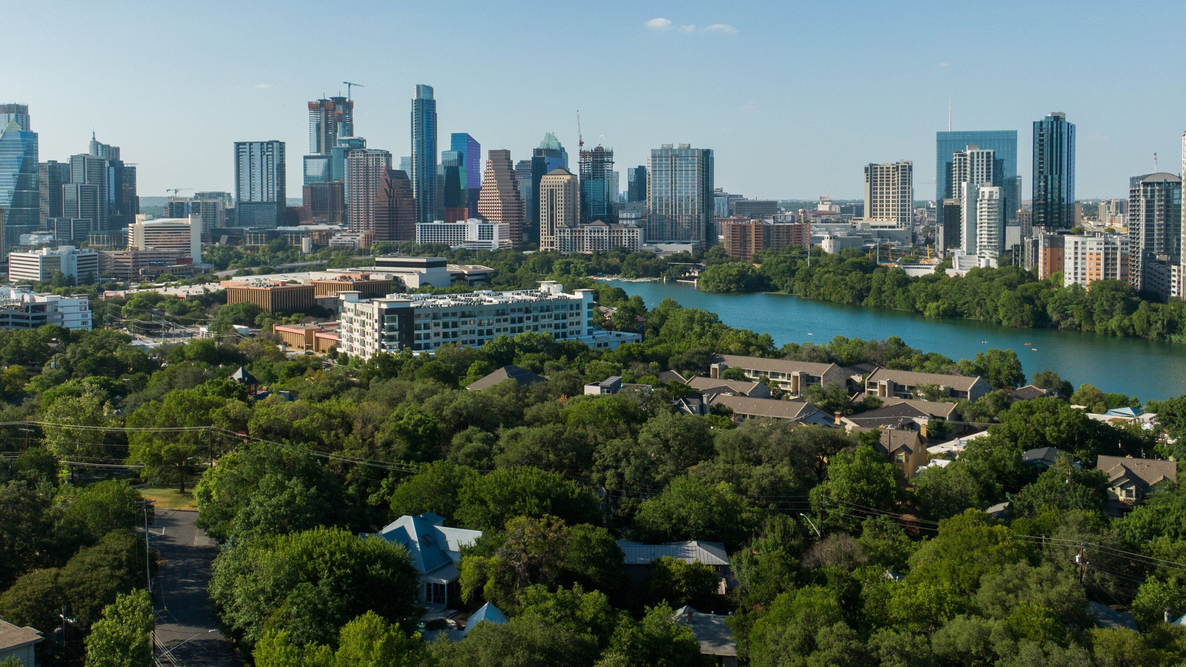 Travis Heights which includes landscape views and a city