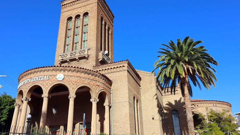 Los Angeles, California: First Church of Christ at the corner of Alvarado and Hoover streets. Designated as Los Angeles Historic-Cultural Monument