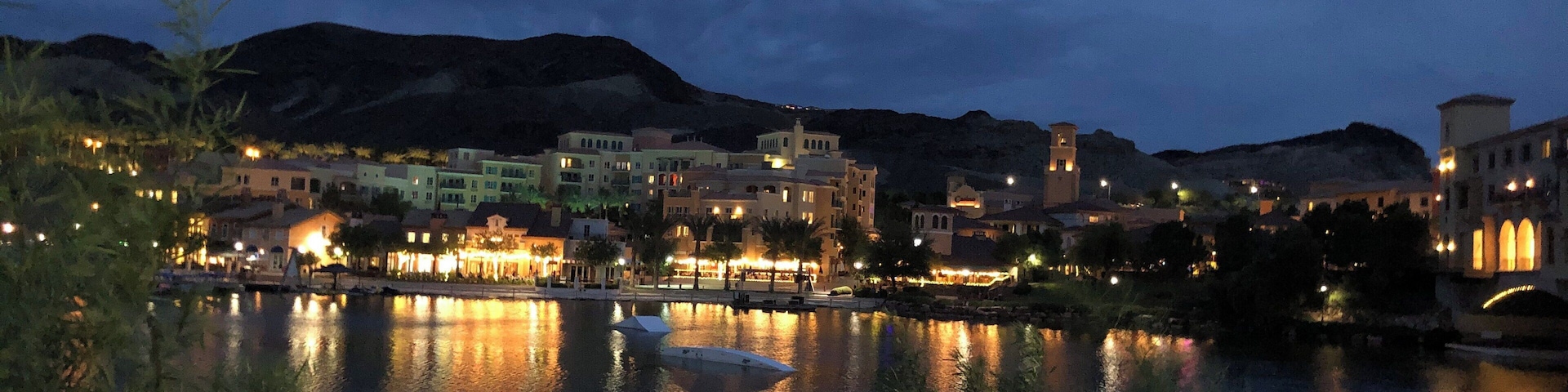 A night shot of the lake.