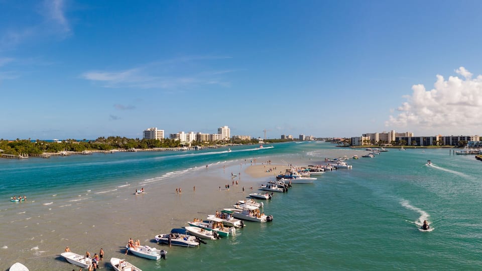 People boating Indian River sandbar Jupiter FL USA