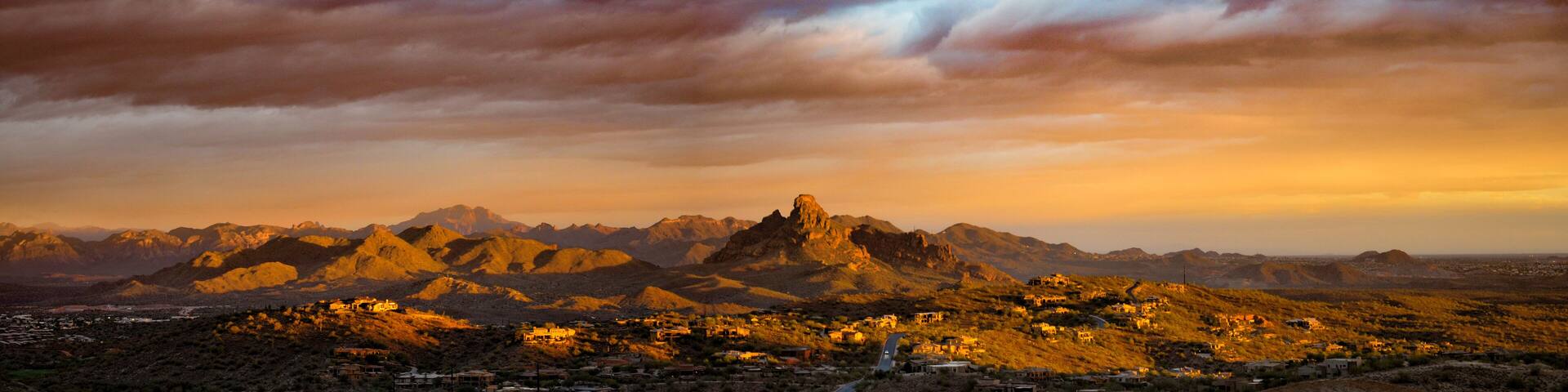 sunset in desert mountains