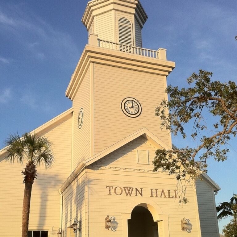 A town hall center in the newly built community of 'Tradition'. 