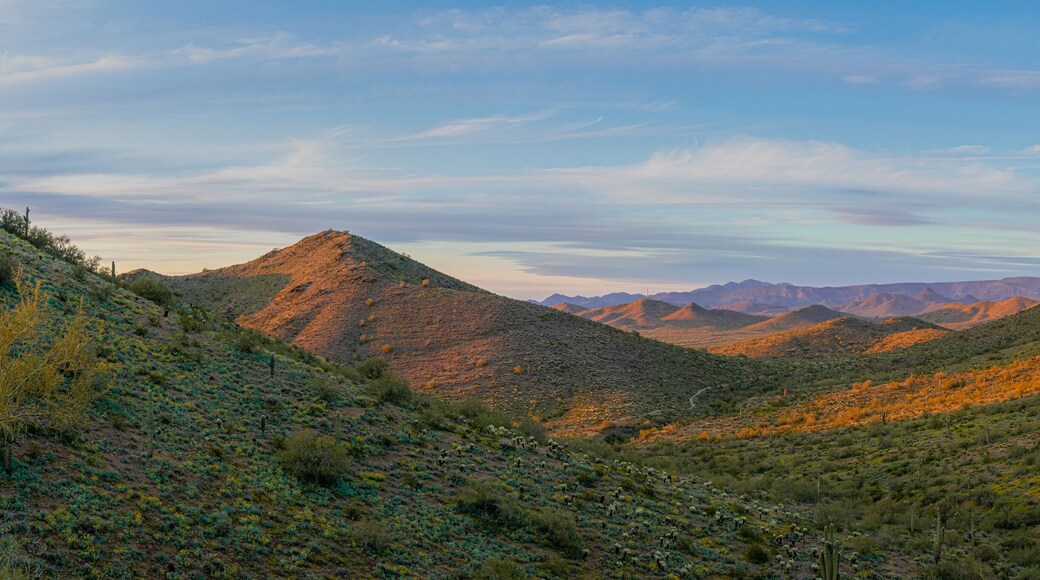 Green valley panorama; Green valley; desert valley; desert panorama; Arizona spring; Arizona spring panorama; panorama; panoramic; green; blue; dessert; valley; Arizona; spring; Landscape; Mountain; N
