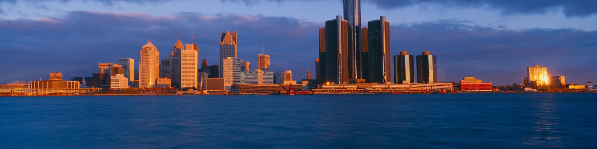Renaissance Center, Detroit, Sunrise, Michigan