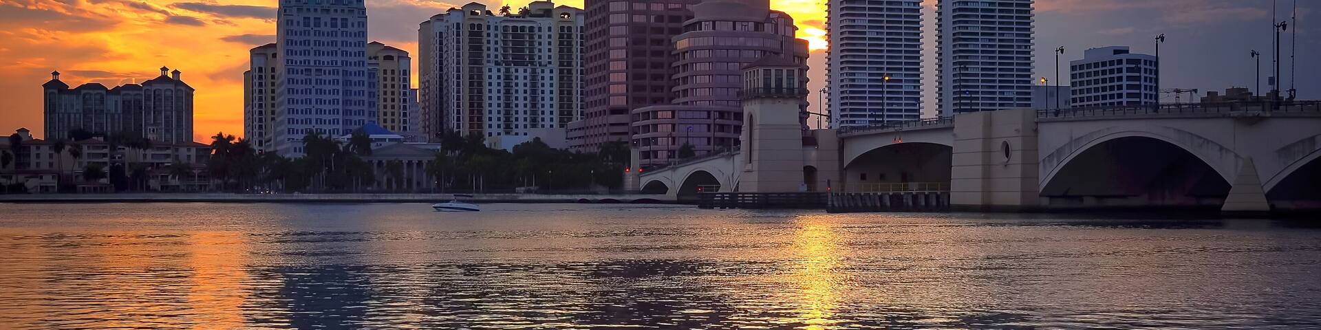 West Palm Beach, Florida City Skyline at Sunset