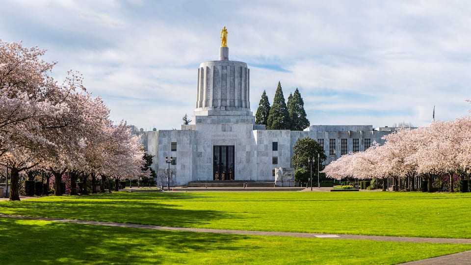 Oregon State Capital Building in spring