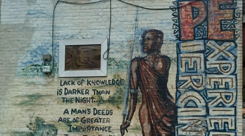 Atlanta's edgy Candler Park and neighboring East Atlanta Village and Little Five Points are littered with street art. Great areas outside the tourist center to wander around. #atlanta #neighborhoods