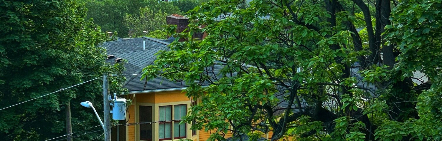 Prospect Terrace Park Skyline in the College Hill Neighborhood, Capital City of Providence, Rhode Island, RI USA, State House, New England Historic House Historic Architecture Condos Sunset