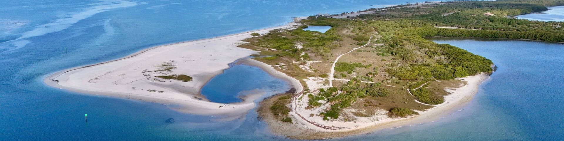Drone photography of Honeymoon Island State Park, Dunedin, Florida