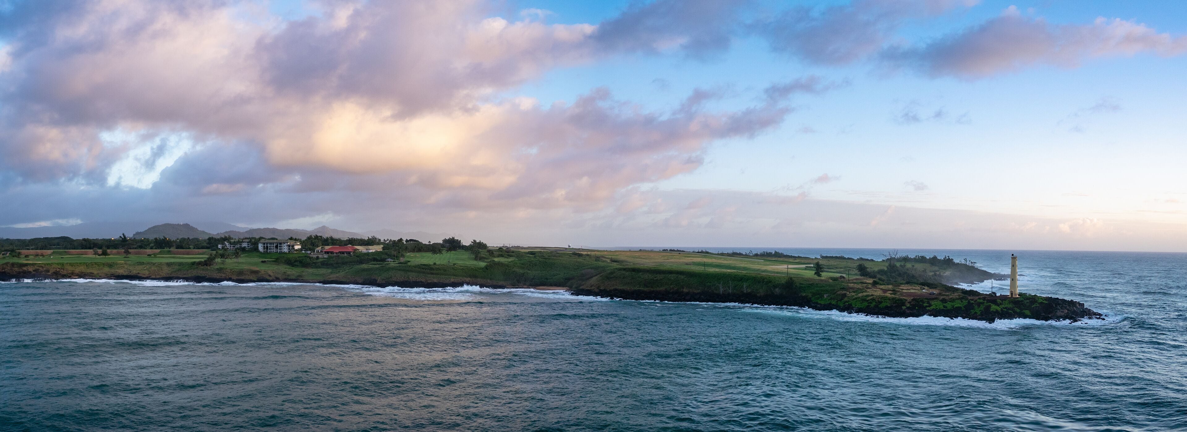 Cruise ship arrives at Nawiliwili port on Kauai, Hawaii. Kauai is known as the "Garden Island."