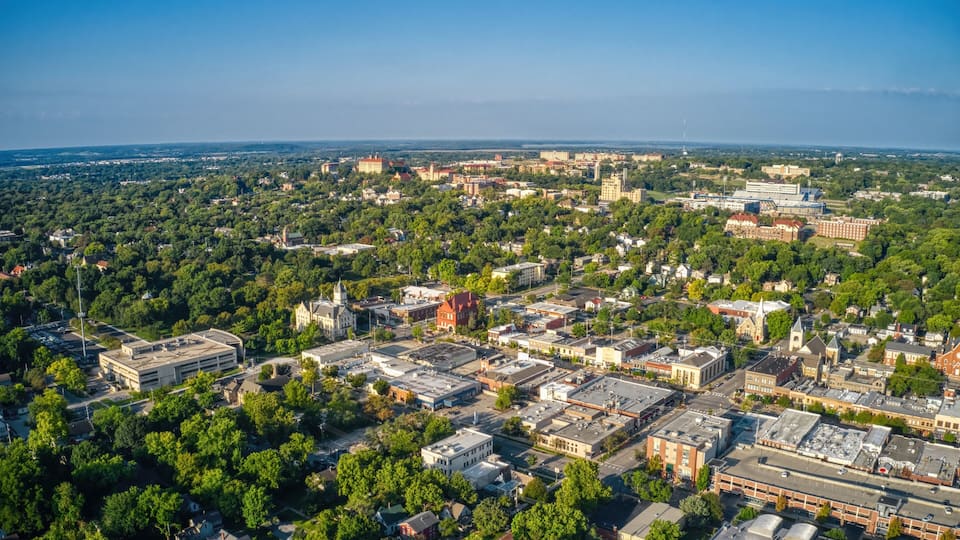 Aerial View of Lawrence, Kansas and its State University
