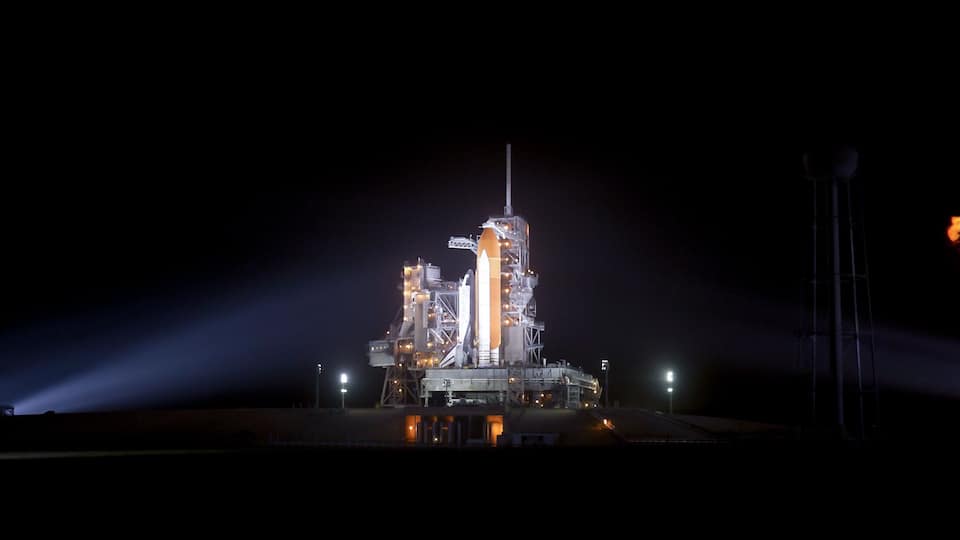 Panoramic picture of a space shuttle ready for space launch. Digitally enhanced. Elements of this image furnished by NASA.