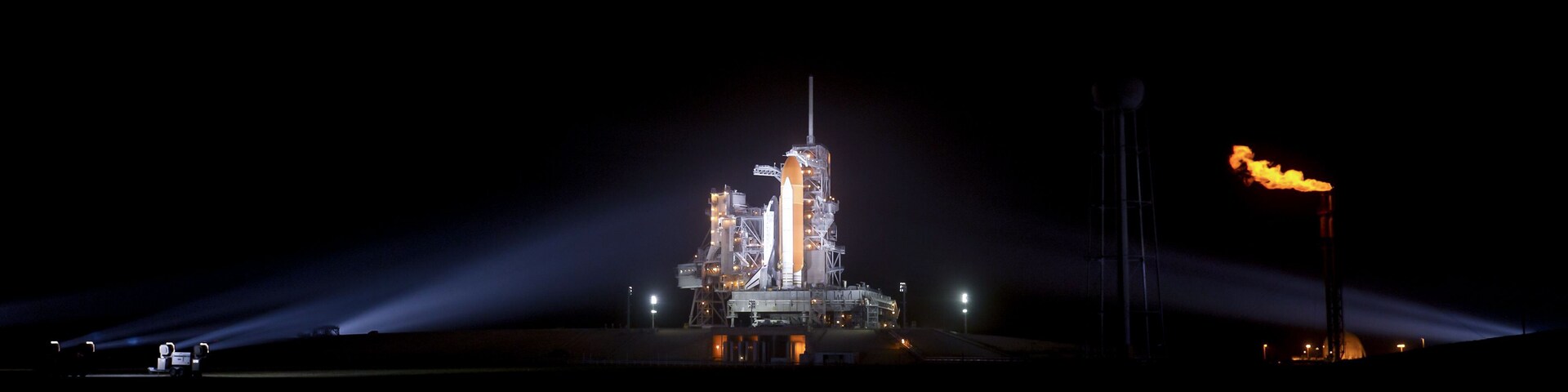 Panoramic picture of a space shuttle ready for space launch. Digitally enhanced. Elements of this image furnished by NASA.