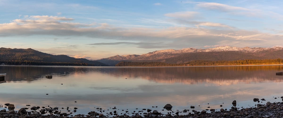 Autumn sunset on Payette Lake, panorama