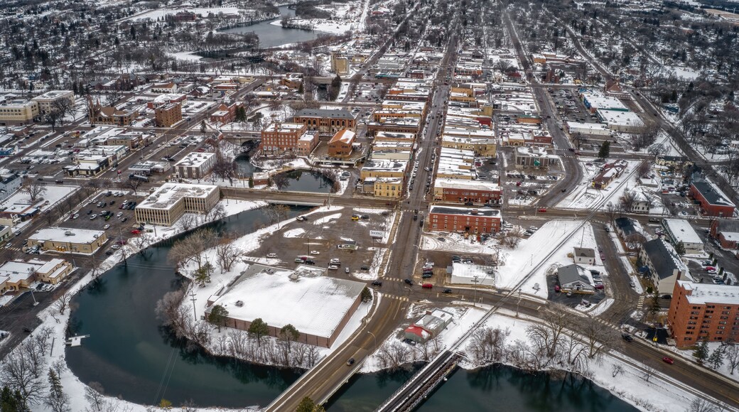 Aerial View of Fergus Falls, Minnesota in Winter