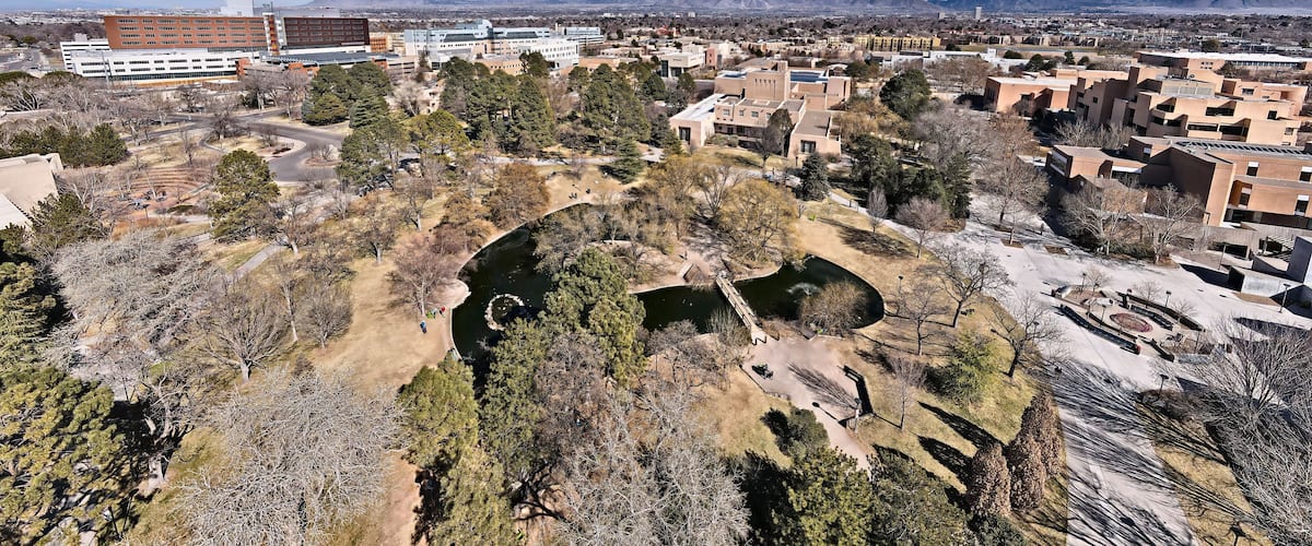 UNM Duckpond and Zimmerman Library