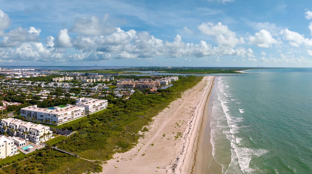 Aerial view of Cocoa Beach - Cape Canaveral and the ocean. June 27, 2022