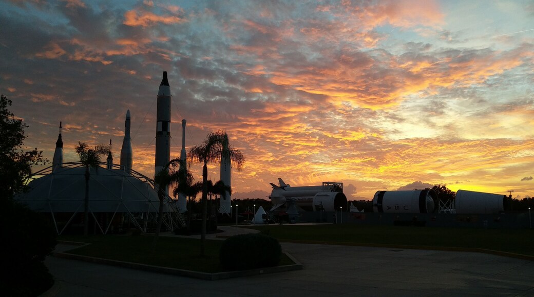 KENNEDY SPACE CENTER, FLORIDA, USA - Rocket Garden view Merritt Island at evening. - November 6, 2018