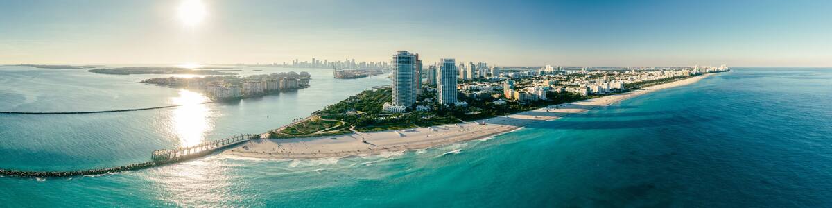 North Miami Beach Sunny Isles Beach Aerial Photo. Miami beach. Panoramic view of the downtown Miami skyline, Florida, USA.