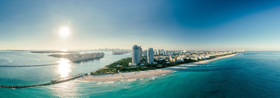 North Miami Beach Sunny Isles Beach Aerial Photo. Miami beach. Panoramic view of the downtown Miami skyline, Florida, USA.
