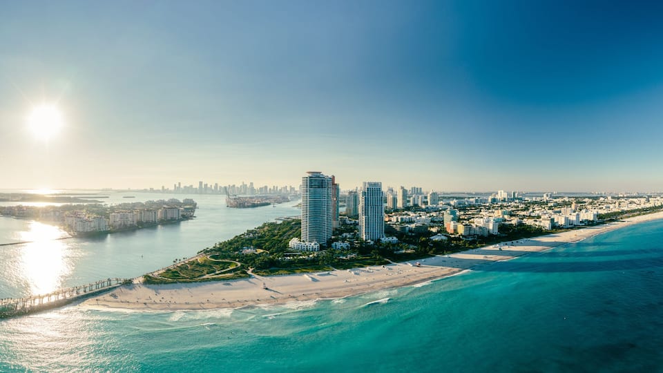North Miami Beach Sunny Isles Beach Aerial Photo. Miami beach. Panoramic view of the downtown Miami skyline, Florida, USA.