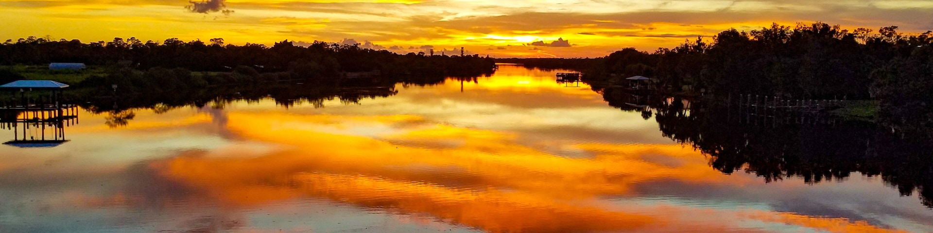 Sunset on the Caloosahatchee River from the Alva Drawbridge in Alva, FL