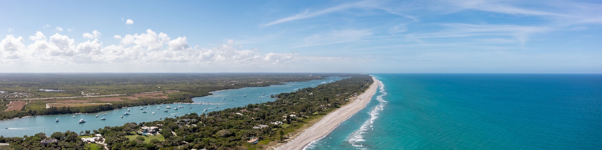 Aerial panorama Jupiter Beach FL