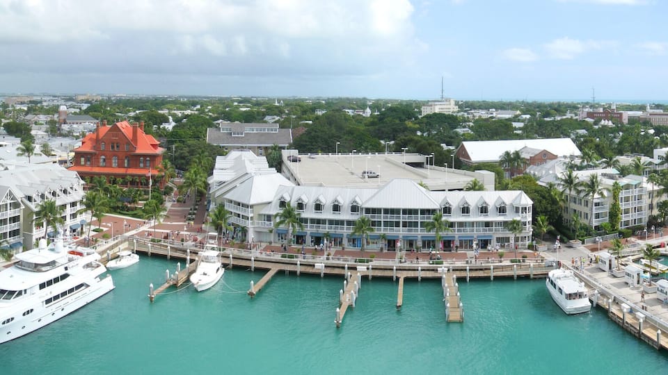 Wide aerial panorama of Key West, Florida