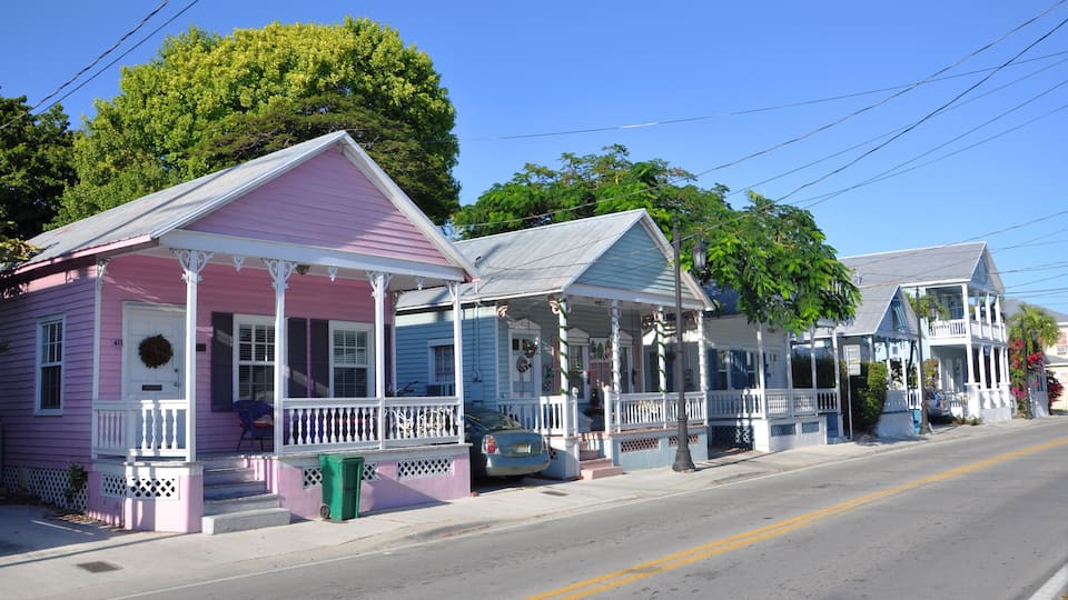 Key West Style Three Bay House is a common style on the Keys. Photo taken on Key West, Florida, USA