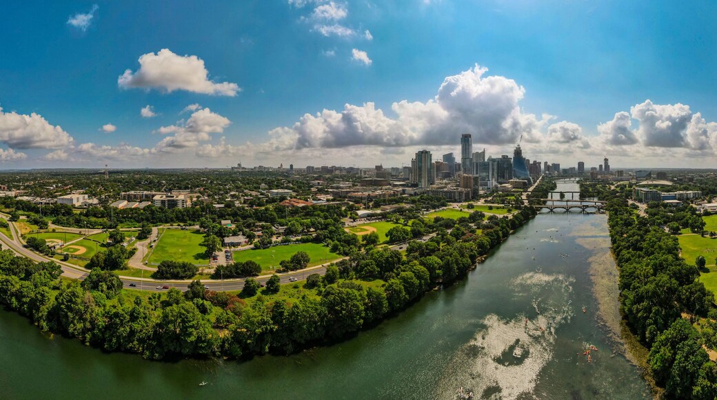 Downtown Austin from Zilker Park: 180 Degree Aerial Panorama