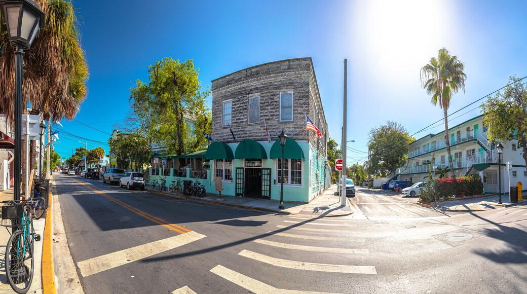 Key West famous Duval street panoramic view, south Florida Keys