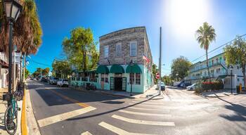 Key West famous Duval street panoramic view, south Florida Keys