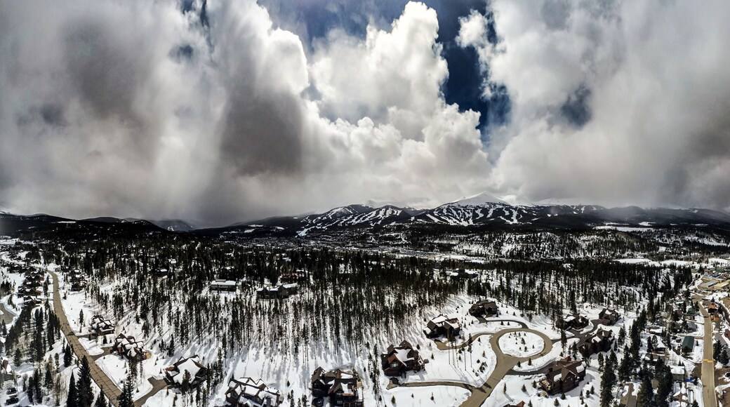 Breckenridge ski resort aerial in april panorama