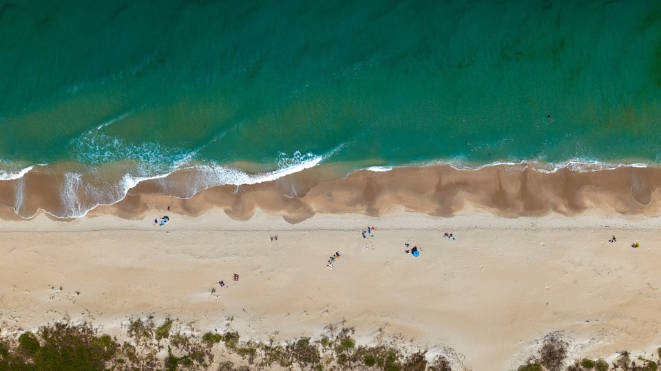 Aerial view of Florida beaches along east coast of Central Florida along Route 1