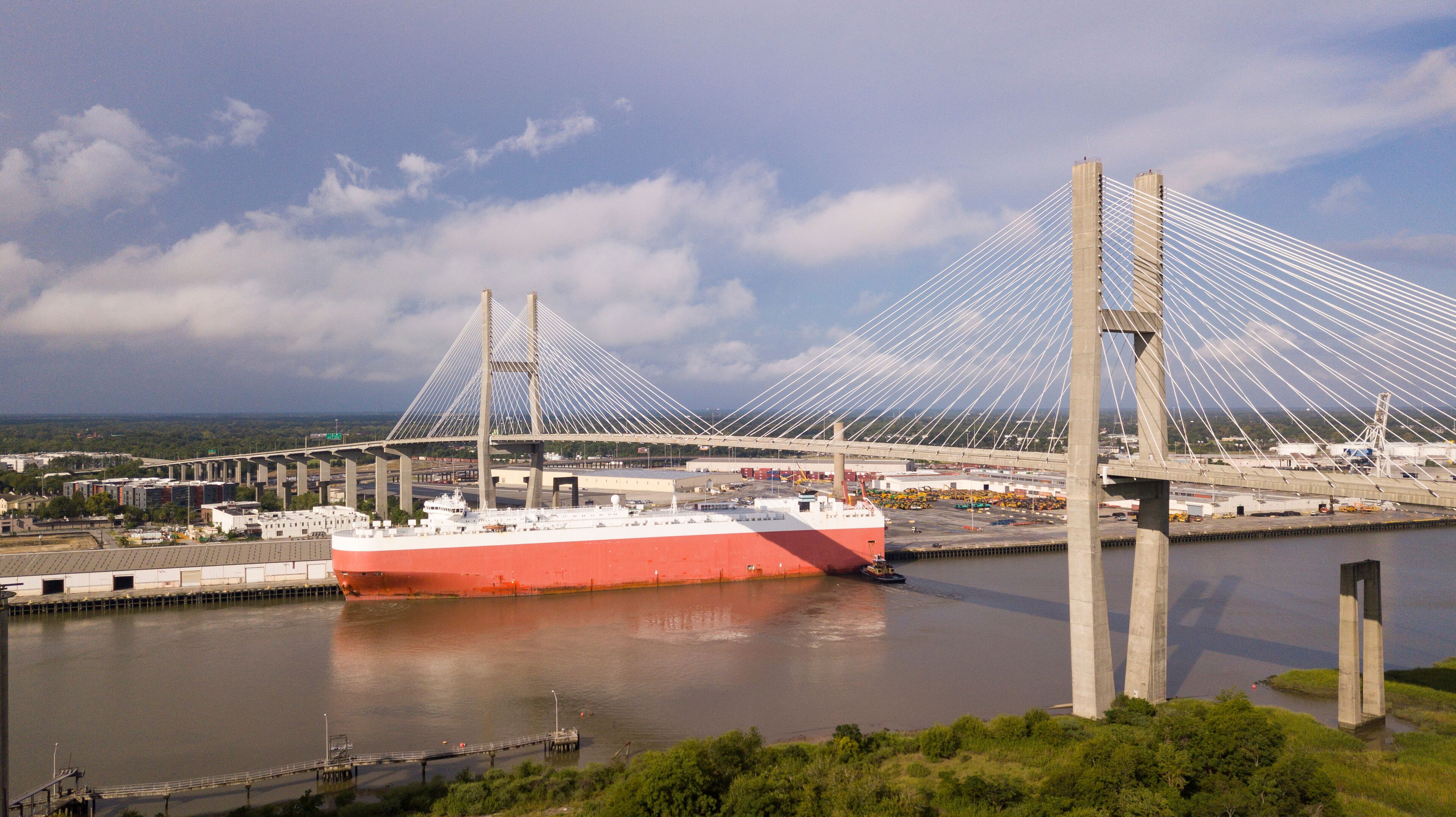 The Talmedge Memorial Bridge Crosses The Savannah River