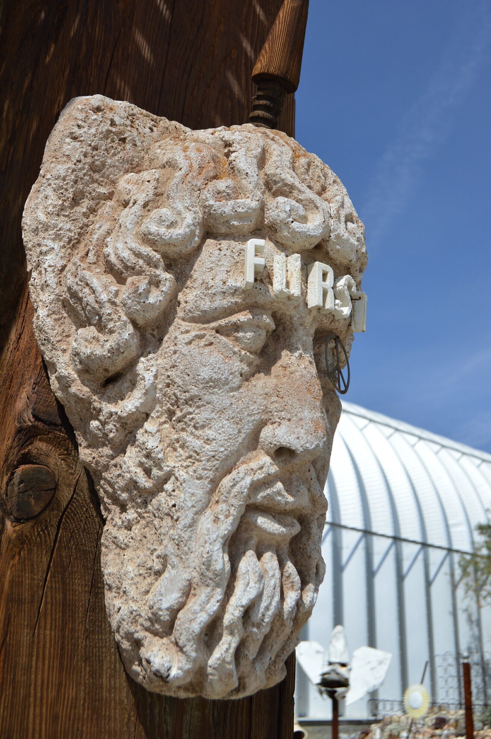 sculpture at front entrance to gallery